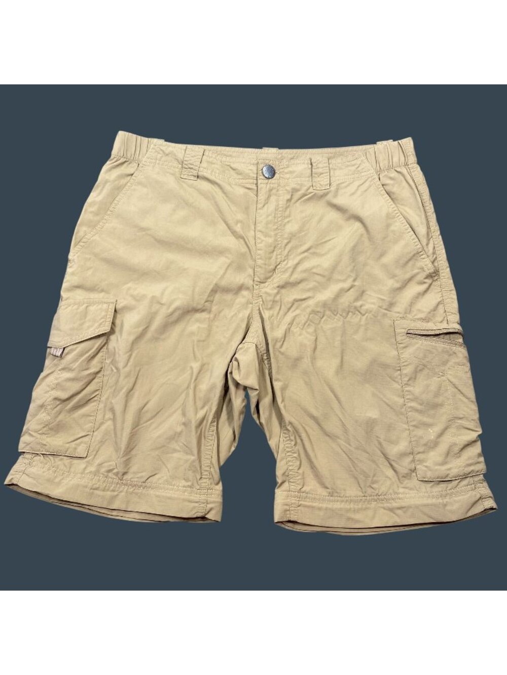 Columbia Khaki Cargo Shorts Mens Size 34 Nylon Lightweight Outdoor Hiking